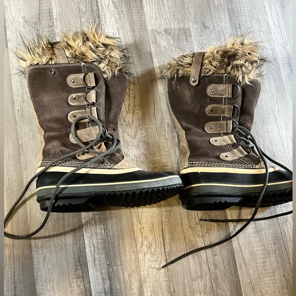 SOREL Brown Fur-Lined Weatherproof Boots Womens 8 - Picture 4 of 11